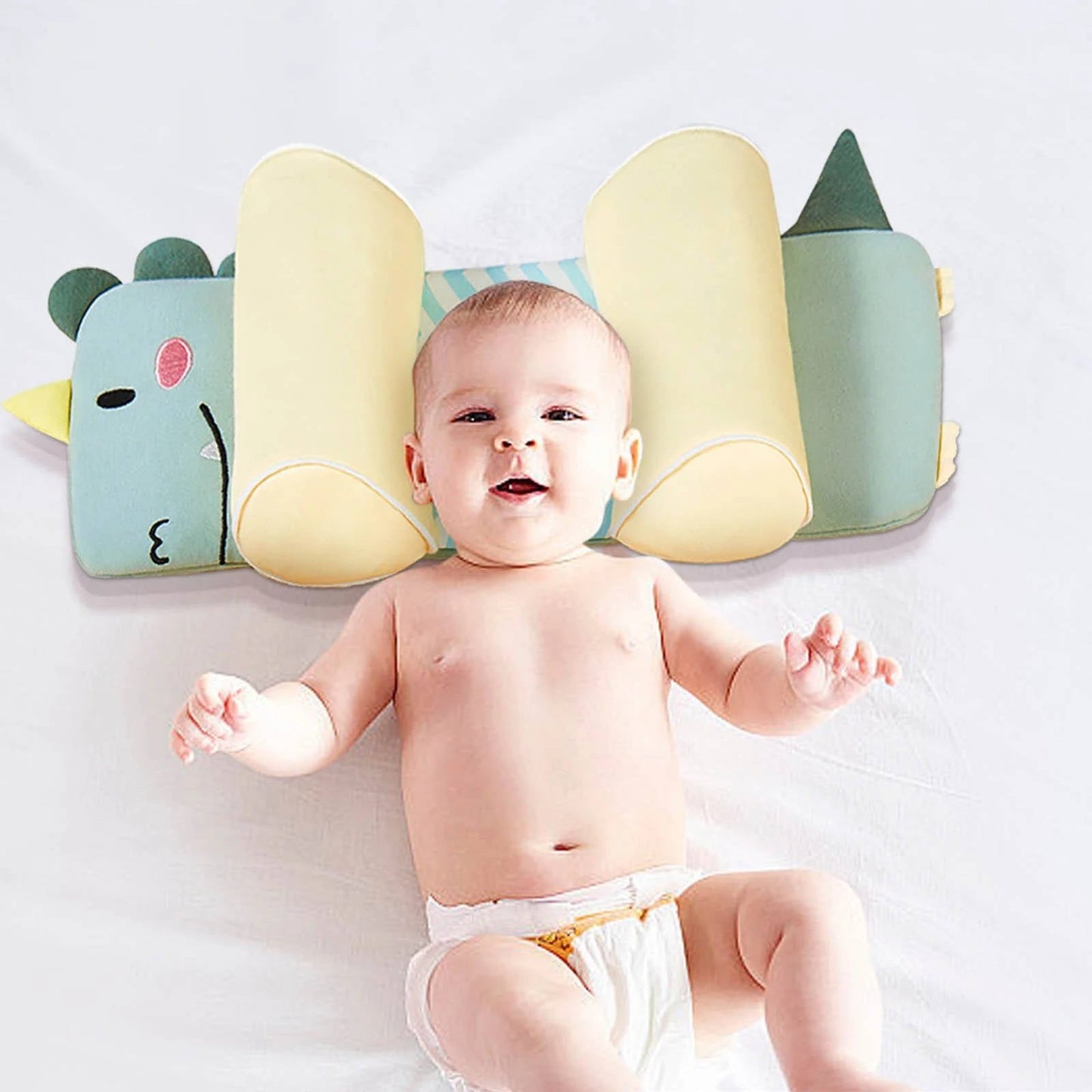 Infant Head Shaping Pillow with Adjustable Side Cushions and Buckwheat Fill