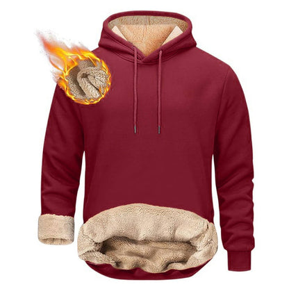 Men's Sherpa Fleece Hoodie with Hidden Security Pocket and Raglan Sleeves