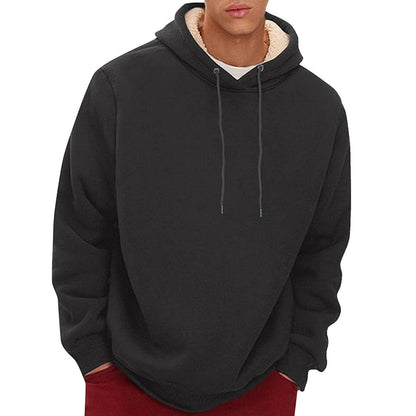 Men's Sherpa Fleece Hoodie with Hidden Security Pocket and Raglan Sleeves