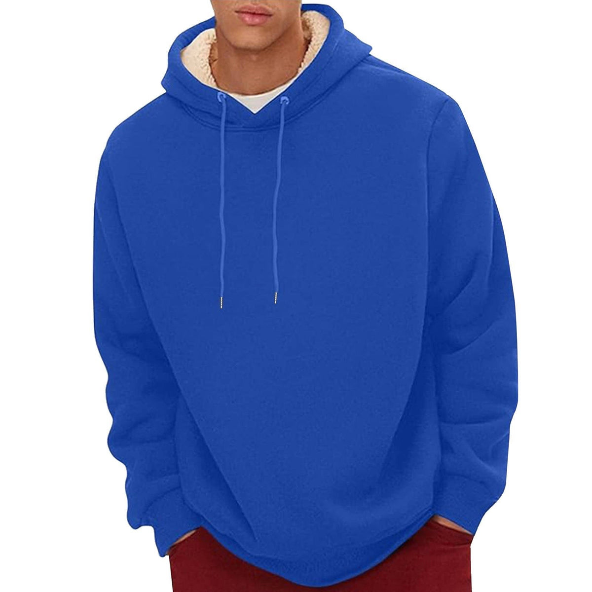 Men's Sherpa Fleece Hoodie with Hidden Security Pocket and Raglan Sleeves