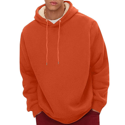 Men's Sherpa Fleece Hoodie with Hidden Security Pocket and Raglan Sleeves