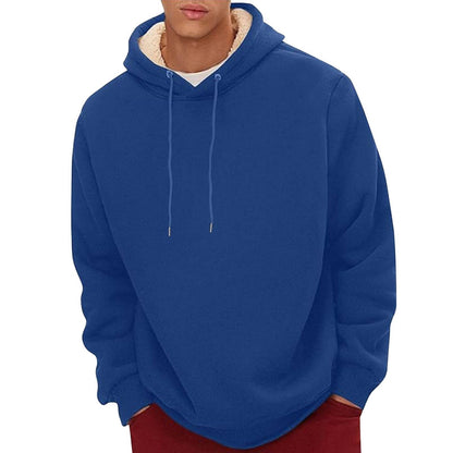 Men's Sherpa Fleece Hoodie with Hidden Security Pocket and Raglan Sleeves