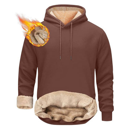 Men's Sherpa Fleece Hoodie with Hidden Security Pocket and Raglan Sleeves