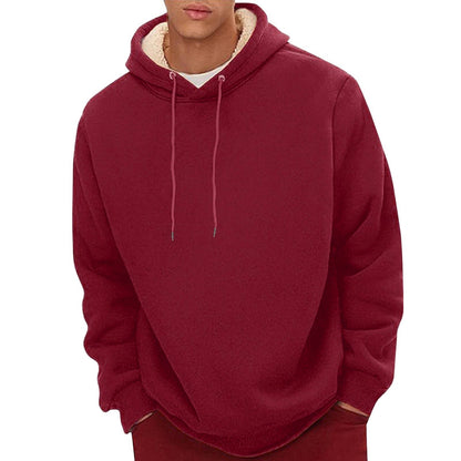 Men's Sherpa Fleece Hoodie with Hidden Security Pocket and Raglan Sleeves