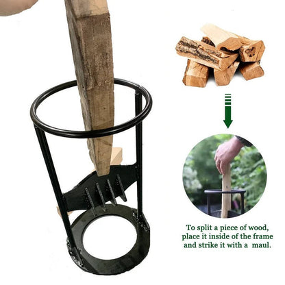 Manual Cast Iron Log Splitter with Wedge Blade and Carry Handle
