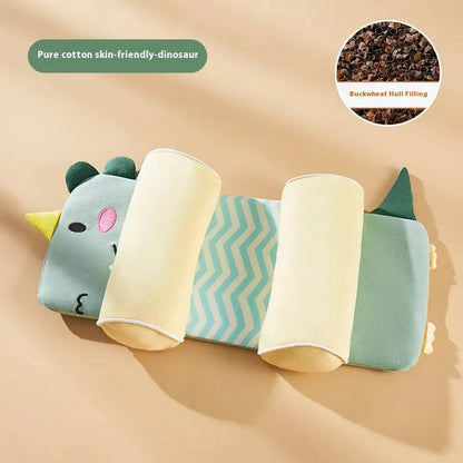 Infant Head Shaping Pillow with Adjustable Side Cushions and Buckwheat Fill