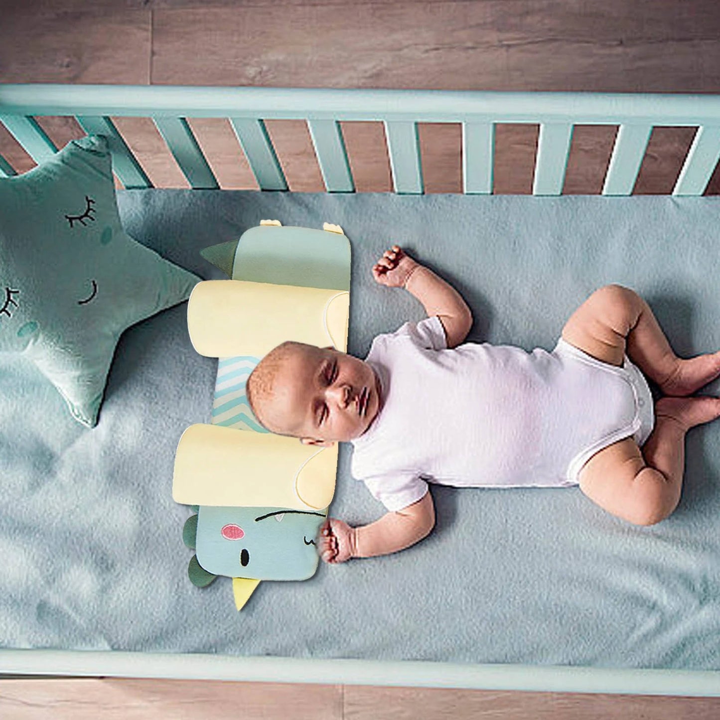 Infant Head Shaping Pillow with Adjustable Side Cushions and Buckwheat Fill