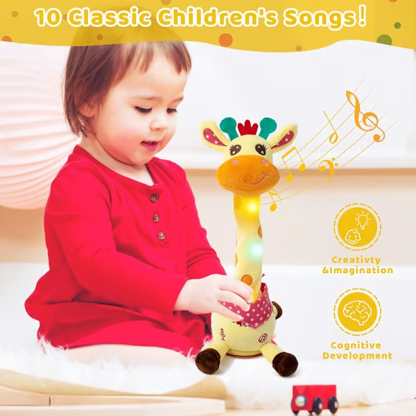 Interactive Plush Toy with 60 Songs and Voice Recording, 12-Inch Rechargeable
