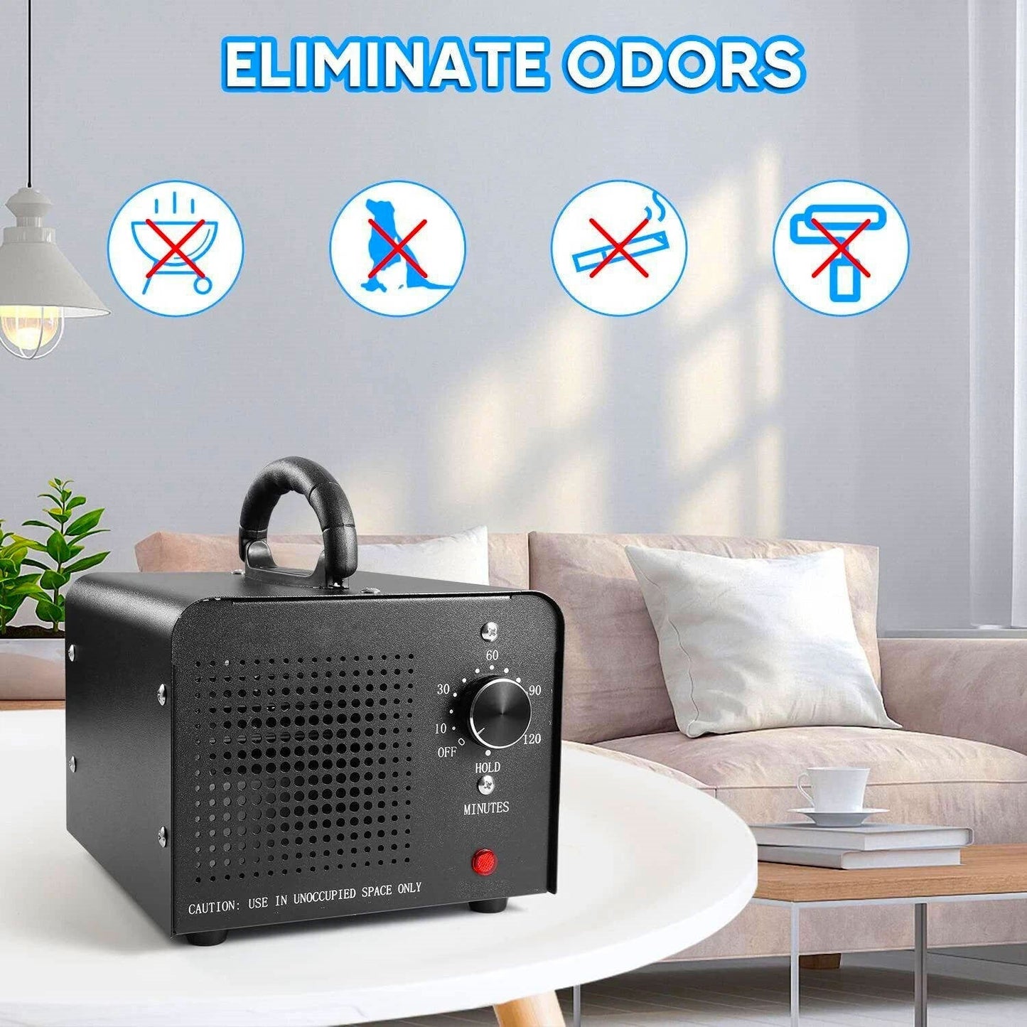 High Capacity Ozone Generator with Double Layer Plate and Timer Control for Large Spaces Up to 6000 Sq.Ft