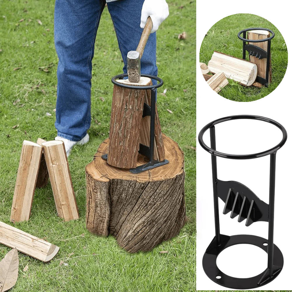 Manual Cast Iron Log Splitter with Wedge Blade and Carry Handle