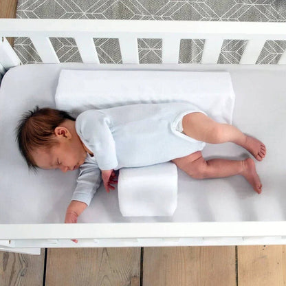 Infant Side Sleeping Positioner with Dual Pillows and Adjustable Width, Machine Washable Cover