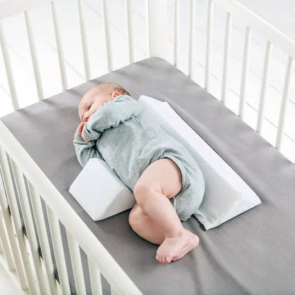 Infant Side Sleeping Positioner with Dual Pillows and Adjustable Width, Machine Washable Cover