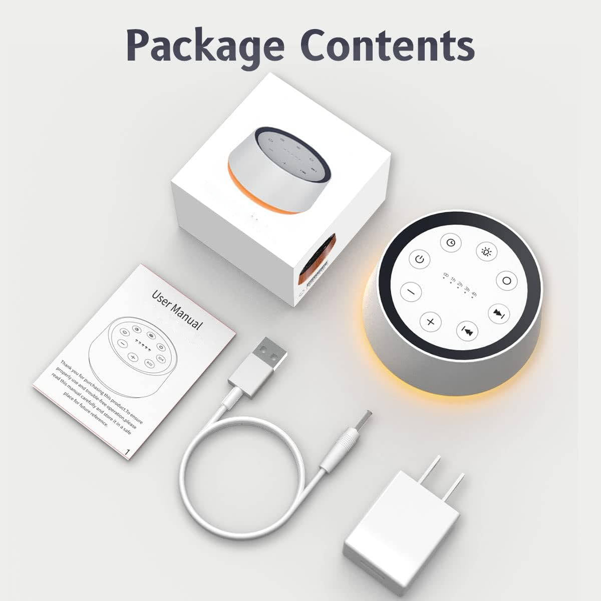Sound Machine with 30 Soothing Sounds and 12-Color Night Light for Sleep