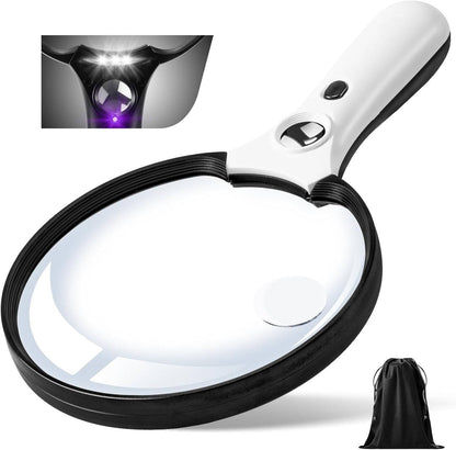 Magnifying Glass with Triple LED Light and UV Authentication