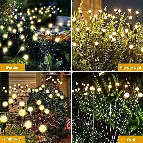 Solar Swaying Garden Lights with 6 LED Fireflies and Auto Dusk Sensor