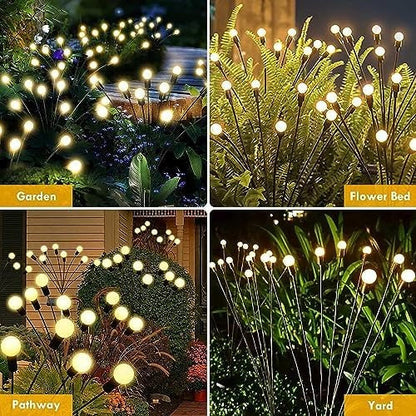 Solar Swaying Garden Lights with 6 LED Fireflies and Auto Dusk Sensor