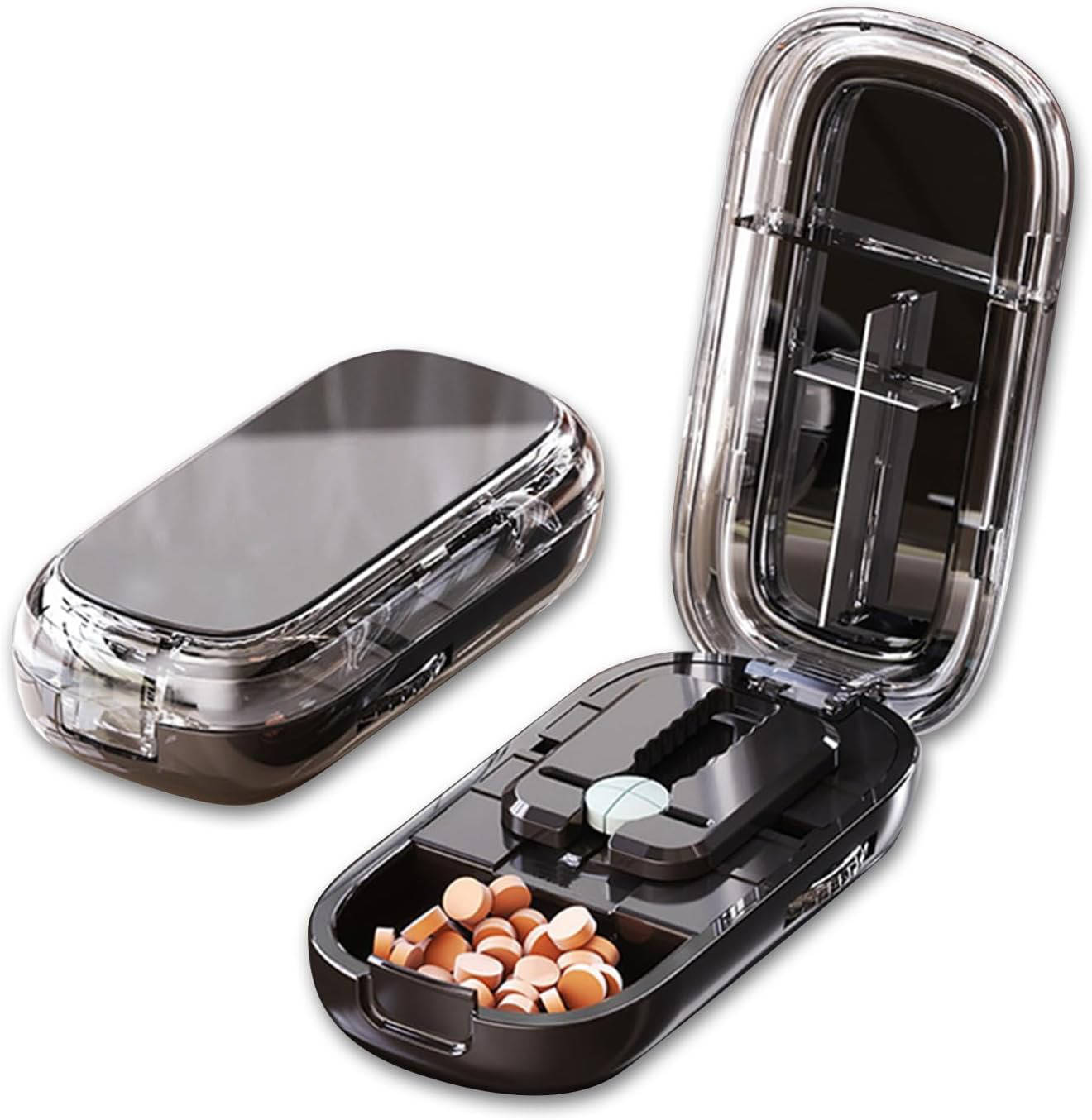 Pill Splitter with Stainless Steel Blade and Storage Compartment, Portable Design All Vera Mart