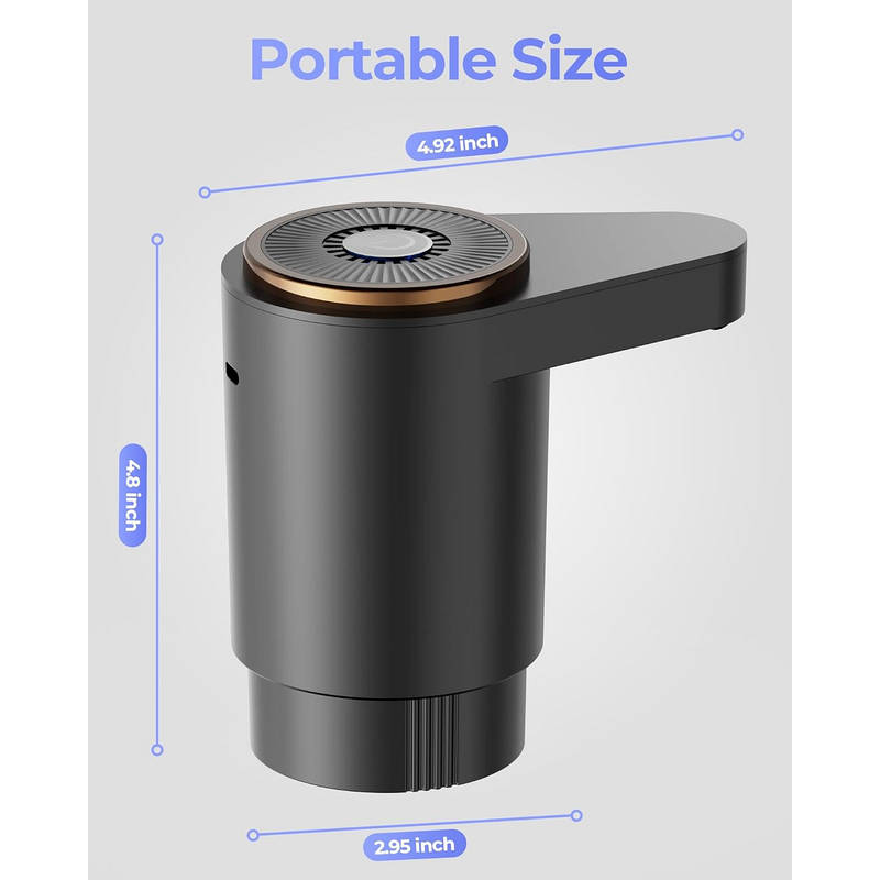 Automatic Water Dispenser Pump with Dual Motors and USB C Charging for 2-5 Gallon Bottles