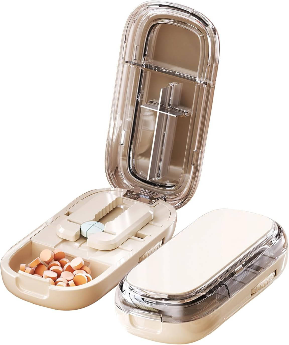 Pill Splitter with Stainless Steel Blade and Storage Compartment, Portable Design All Vera Mart