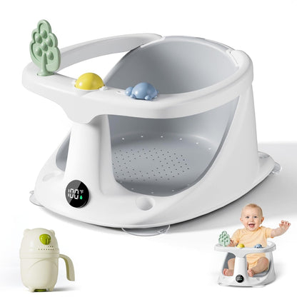 Infant Bath Seat with Temperature Display and Rinse Cup for 6 Months+
