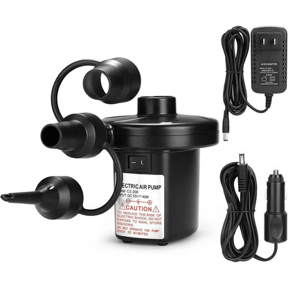 Dual Mode Air Pump with 3 Nozzles and Deflation Port, 12V/110V Power