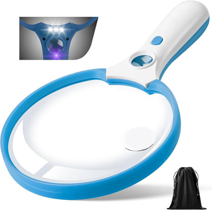 Magnifying Glass with Triple LED Light and UV Authentication