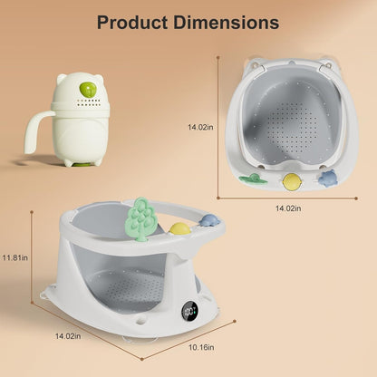 Infant Bath Seat with Temperature Display and Rinse Cup for 6 Months+