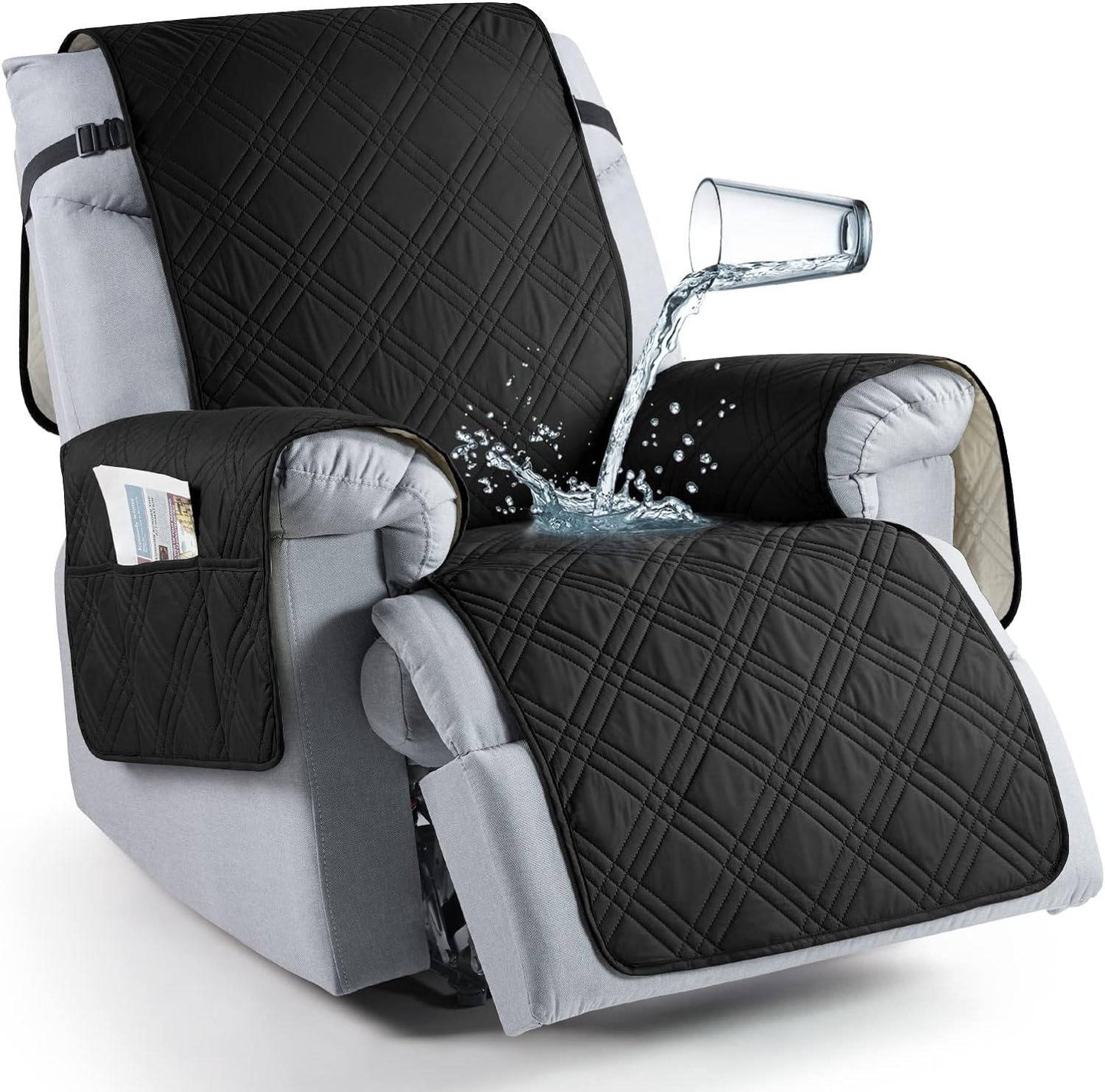 Recliner Chair Cover with Microfiber Top and Silicone Grip, Machine Washable