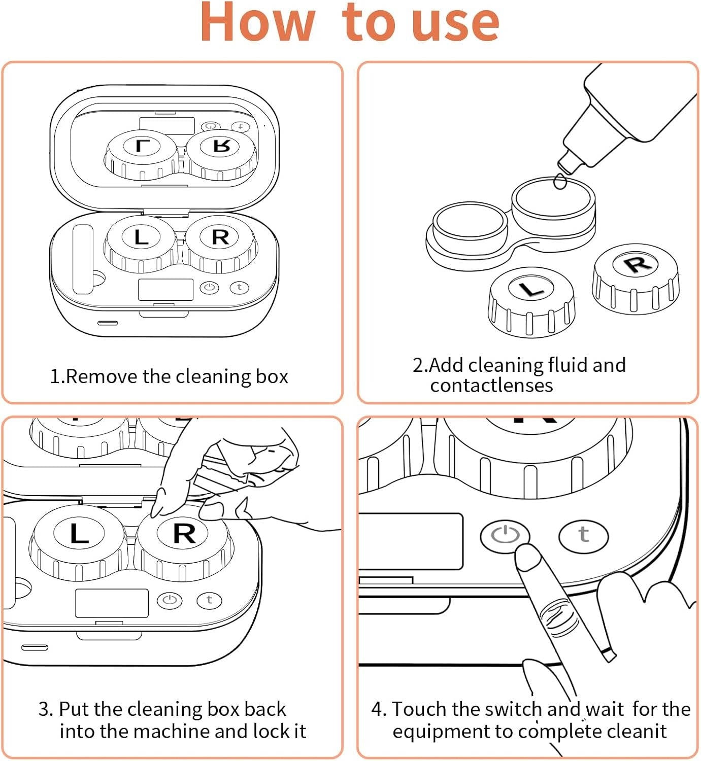 Ultrasonic Contact Lens Cleaner with Dual Chambers and USB Charging, 47000 Hz