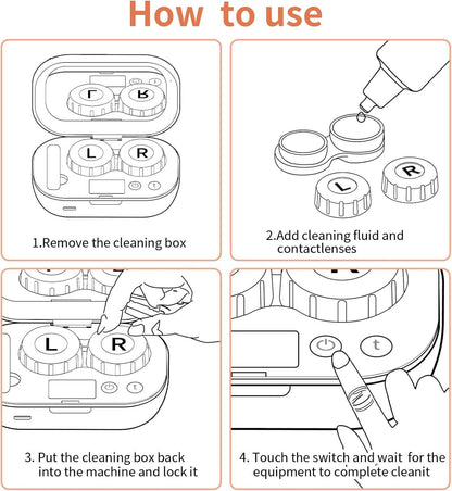 Ultrasonic Contact Lens Cleaner with Dual Chambers and USB Charging, 47000 Hz
