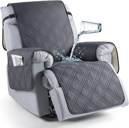 Recliner Chair Cover with Microfiber Top and Silicone Grip, Machine Washable