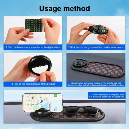 Dashboard Phone Mount with 360-Degree Rotation and Storage Compartments