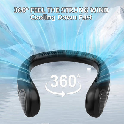 Bladeless Neck Fan with Dual Motor System and LED Display, 4-Speed Airflow
