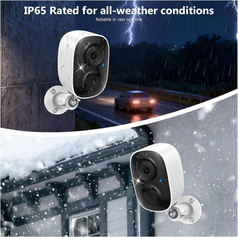 Solar Outdoor Security Camera 2 Pack with 2K HD and Motion Detection, Night Vision Siren
