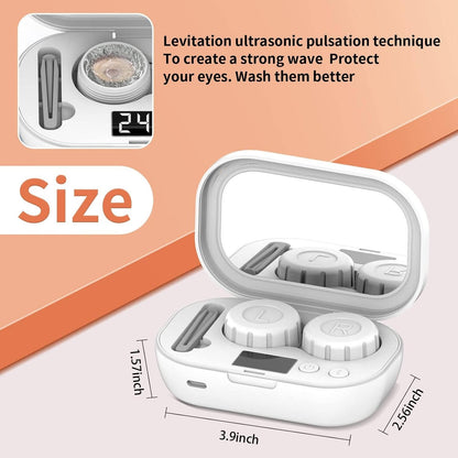 Ultrasonic Contact Lens Cleaner with Dual Chambers and USB Charging, 47000 Hz