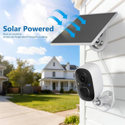 Solar Outdoor Security Camera 2 Pack with 2K HD and Motion Detection, Night Vision Siren