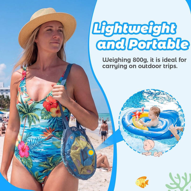 Infant Pool Float with Dual Air Chambers and Adjustable 4-Position Canopy, UPF 50 Sun Protection for 6-36 Months