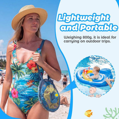 Infant Pool Float with Dual Air Chambers and Adjustable 4-Position Canopy, UPF 50 Sun Protection for 6-36 Months