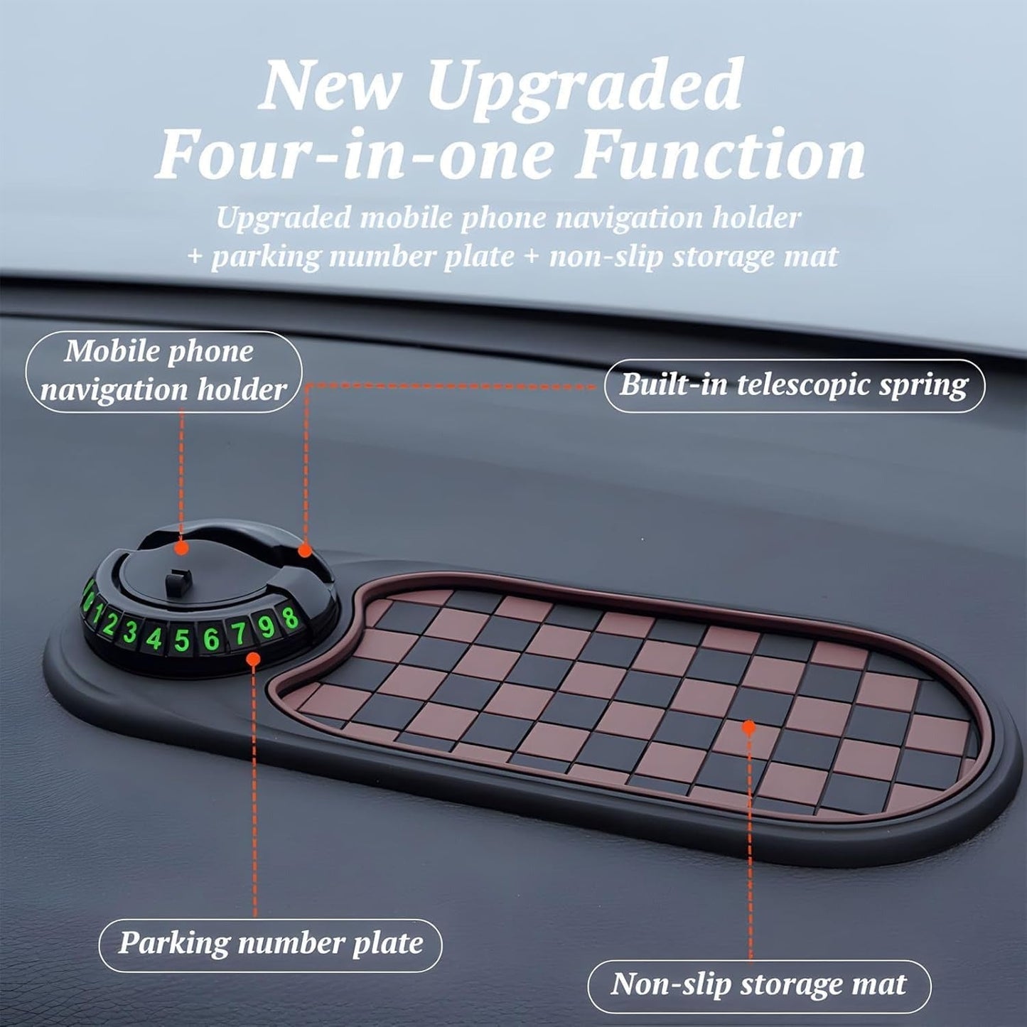 Dashboard Phone Mount with 360 Rotation and Spring Grip for All Smartphones