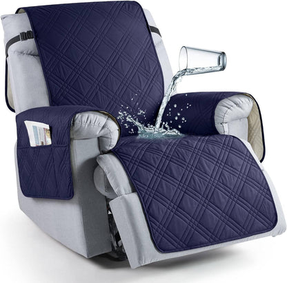 Recliner Chair Cover with Microfiber Top and Silicone Grip, Machine Washable