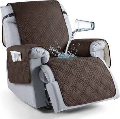 Recliner Chair Cover with Microfiber Top and Silicone Grip, Machine Washable