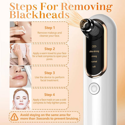 Pore Vacuum with 4 Suction Levels and LCD Display, 5 Replaceable Probe Heads