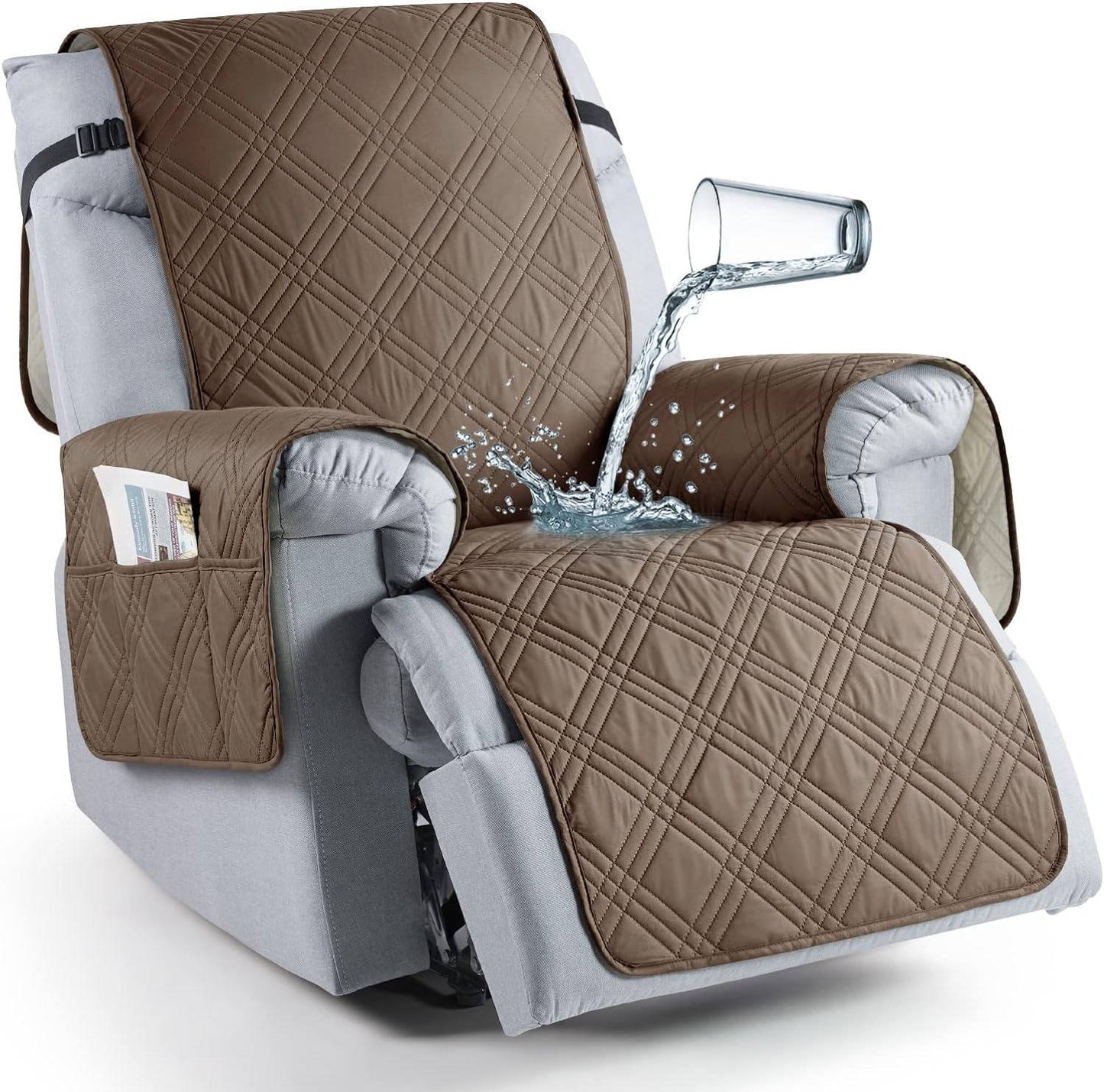 Recliner Chair Cover with Microfiber Top and Silicone Grip, Machine Washable