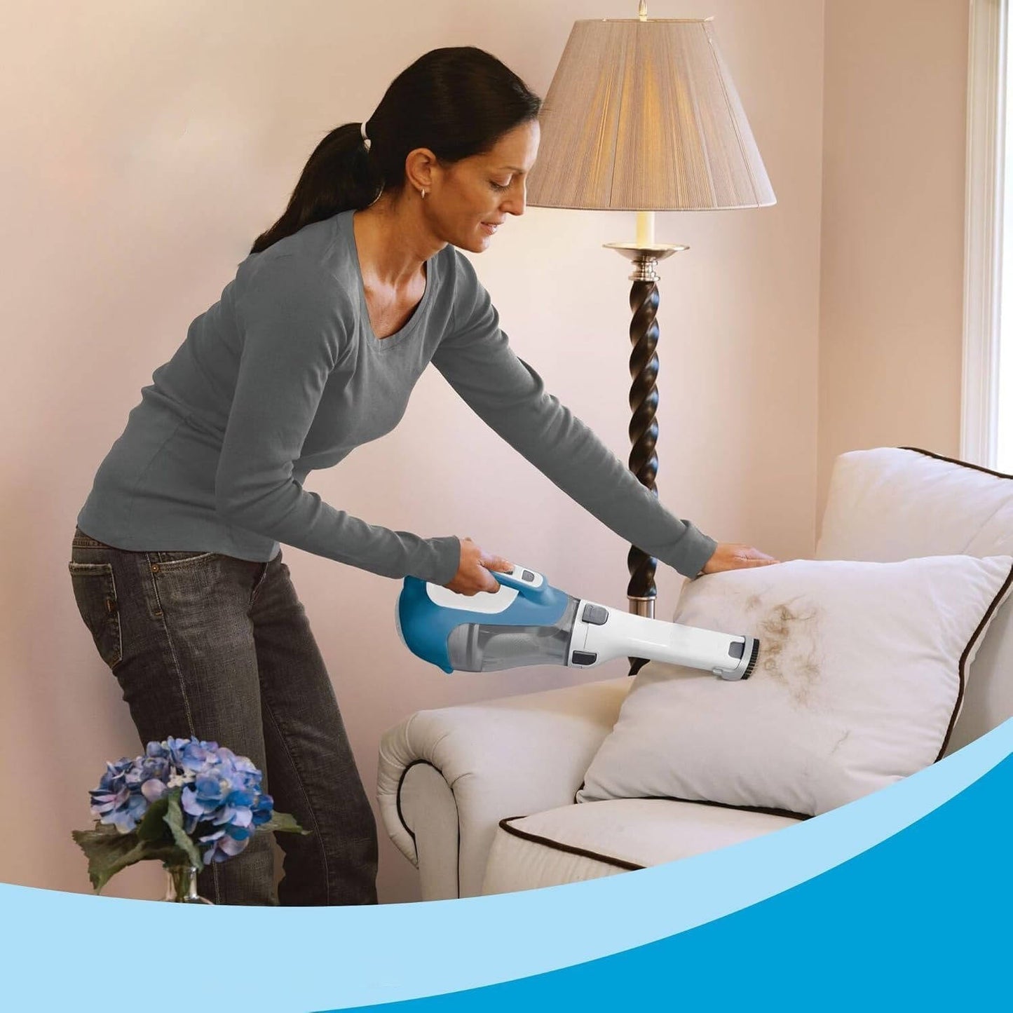 Handheld Vacuum Cleaner with 180-Degree Rotating Nozzle and Crevice Tool, Cordless 16V Battery