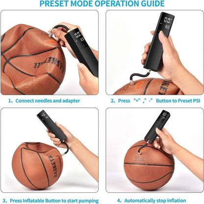 Electric Ball Pump with Digital Pressure Display and Auto Shutoff Sensor for Sports Balls