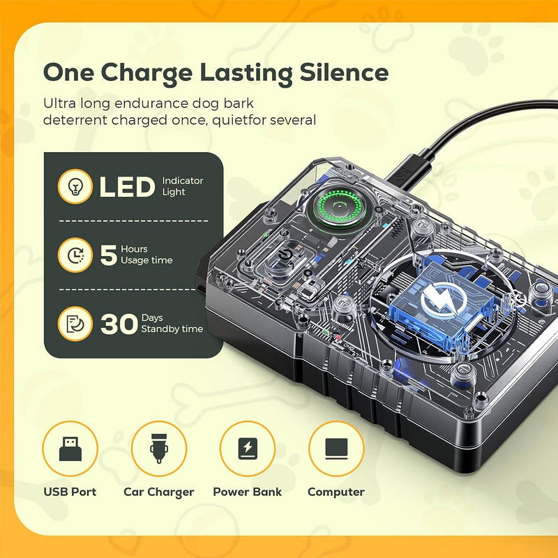 Ultrasonic Bark Deterrent with Automatic Detection and 3 Frequency Modes, 50ft Range