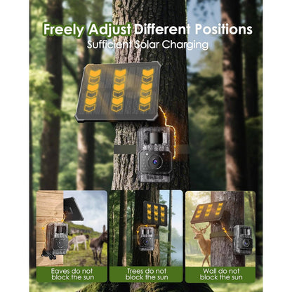 4K Wildlife Trail Camera with Solar Panel and Infrared Night Vision, App Control