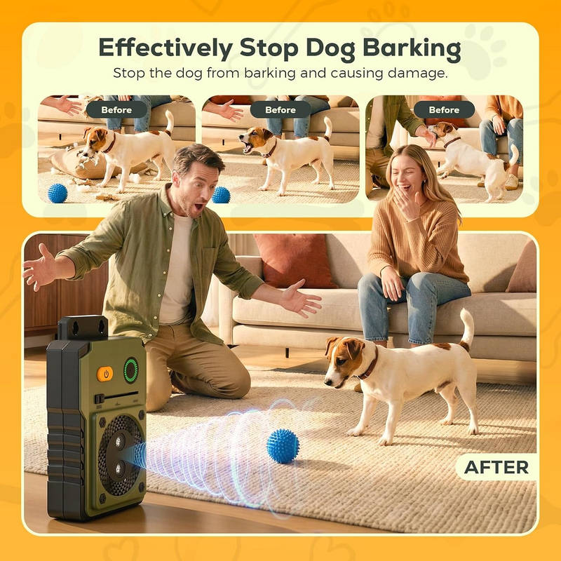 Ultrasonic Bark Deterrent with Automatic Detection and 3 Frequency Modes, 50ft Range