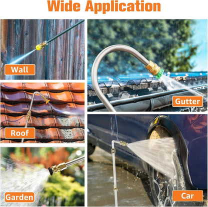 Telescoping Pressure Washer Wand with Dual Straight and Curved Sections and 6 Spray Nozzles