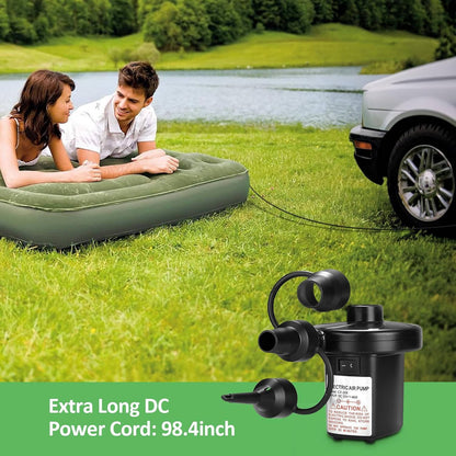 Dual Mode Air Pump with 3 Nozzles and Deflation Port, 12V/110V Power